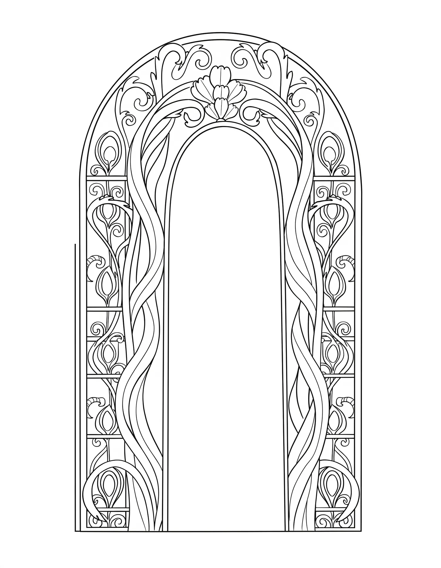 Porte Ornée Art Nouveau — Coloriage vintage à imprimer gratuitement